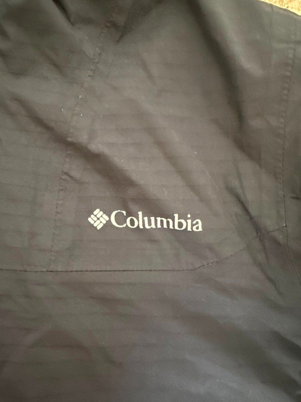 Columbia Hooded Black Rain Jacket Windbreaker Shell Men’s Small